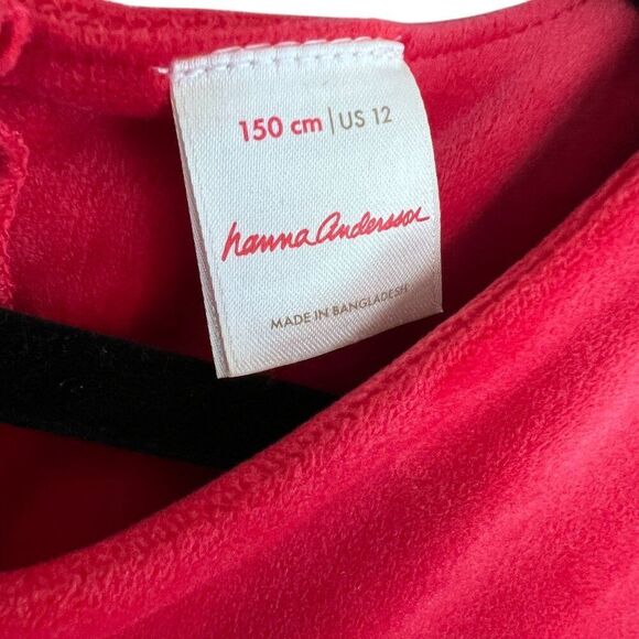 Hanna Andersson Short Sleeve Red Recycled Velour Velvet Twirl Dress Size 12 - Picture 3 of 7